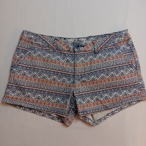BeBop Blue and Orange Patterned Jean Shorts